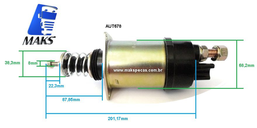 AUT678 - Automático (Rele de partida) para motor de arranque Delco Remy 37/41MT 24V DR 10512637 (para motor partida DR10479310/outros) tipo solid link