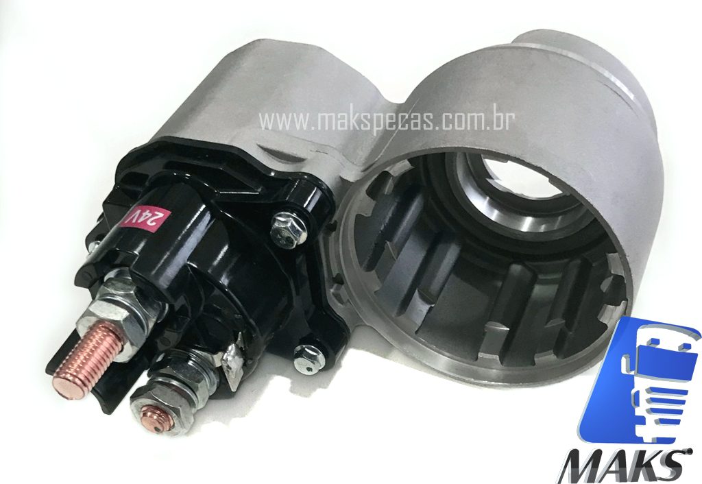 AUT7100 - Mancal com relé de partida (automática) para motor de arranque modelo Denso 428000-7100 24V, 4.8Kw, 10 Dentes.