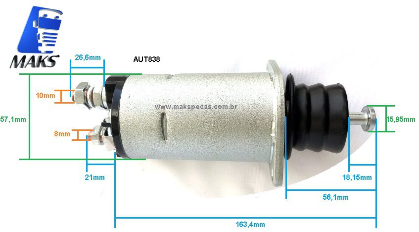 AUT838 - Automático (Rele de partida) para motor de arranque Delco Remy 10515838 29MT 12V MBB 709 712 1418 1620 Ford Cargo Eletronico Caminhao VW