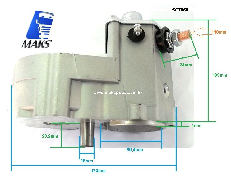 SC7550 - Mancal intermediário com solenoide montado para motor de Partida tipo Denso 24V, 5,5Kw, 10dentes. Aplicação Iveco Cursor