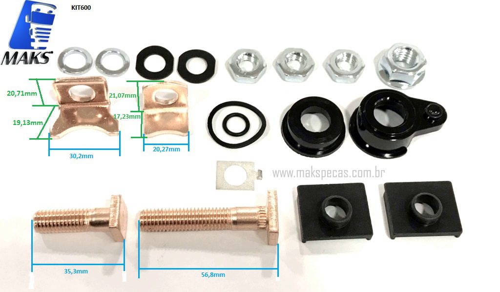 KIT600 - Kit reparo completo contatos do relé de partida ( automático ) para motor de arranque modelo Denso 4380000600, 24V Ford 5801543247