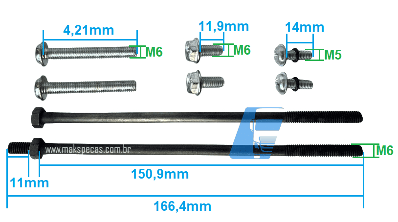 PF62671 - Kit de fechamento para motor de arranque Mitsubishi M008T6267124V 5,5KW, aplicação VW, MAN, outros
