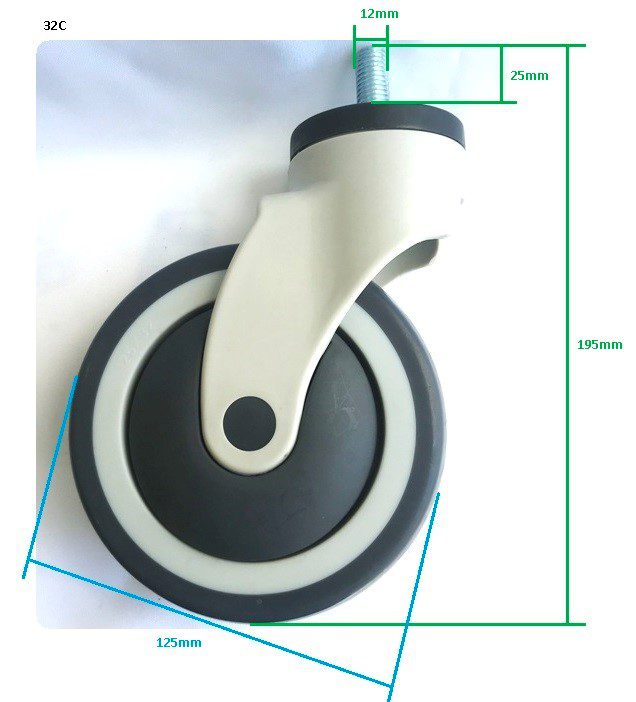 CWB503CS- Jogo Rodizio hospitalar 5 Polegadas 2 com Freio e 2 sem freio - preço de custo