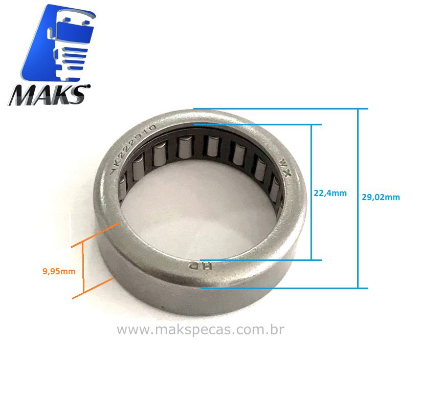 HK222910 - Rolamento de roletes cilindricos de carga radial aplicação canopla planetária motor partida DR 29MT