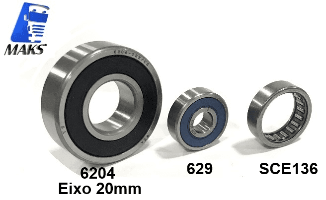 ROLM8 - Kit com 3 rolamentos e retentor para aplicação em motor de partida Mitsubishi, linha M8, 5.0 kW. Várias aplicações.