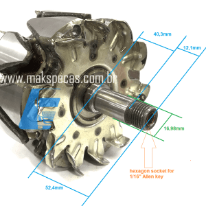 ROT5691 - Rotor para alternador eletrônico Mitsubishi Scania 440R 28V 100A A004TR5691 Scania 1884268, 573015, SC0573015 A004TR5691ZT, outros.